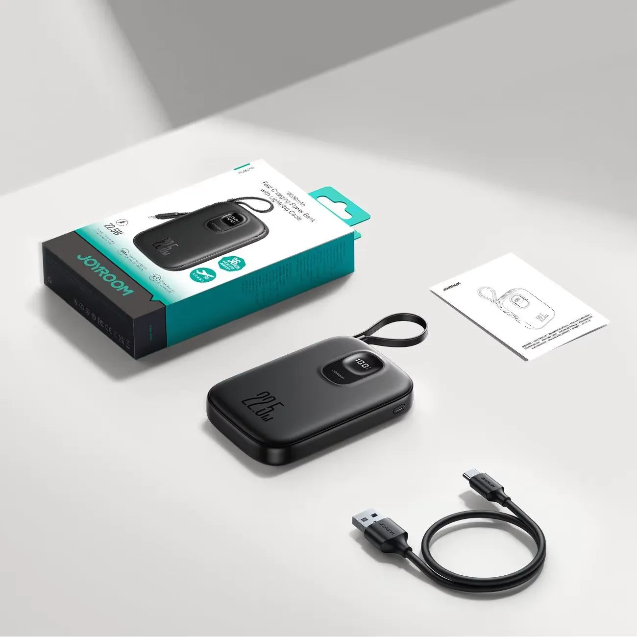 JOYROOM JR-PBF17 PD 22.5W Fast Charging 10000mAh High Capacity Power Bank with Type C Cable