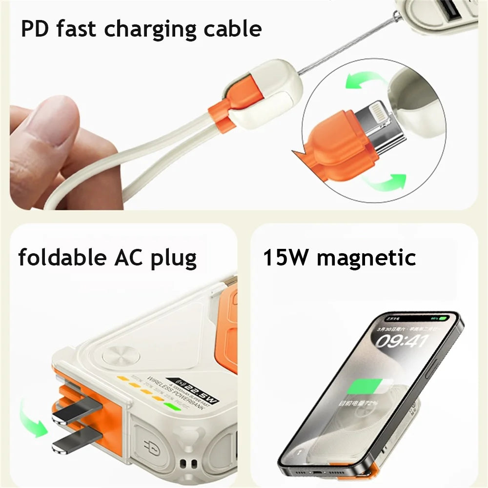 VFAN 22.5W Built-In Cable 10000mAh Multi-Functional Power Bank