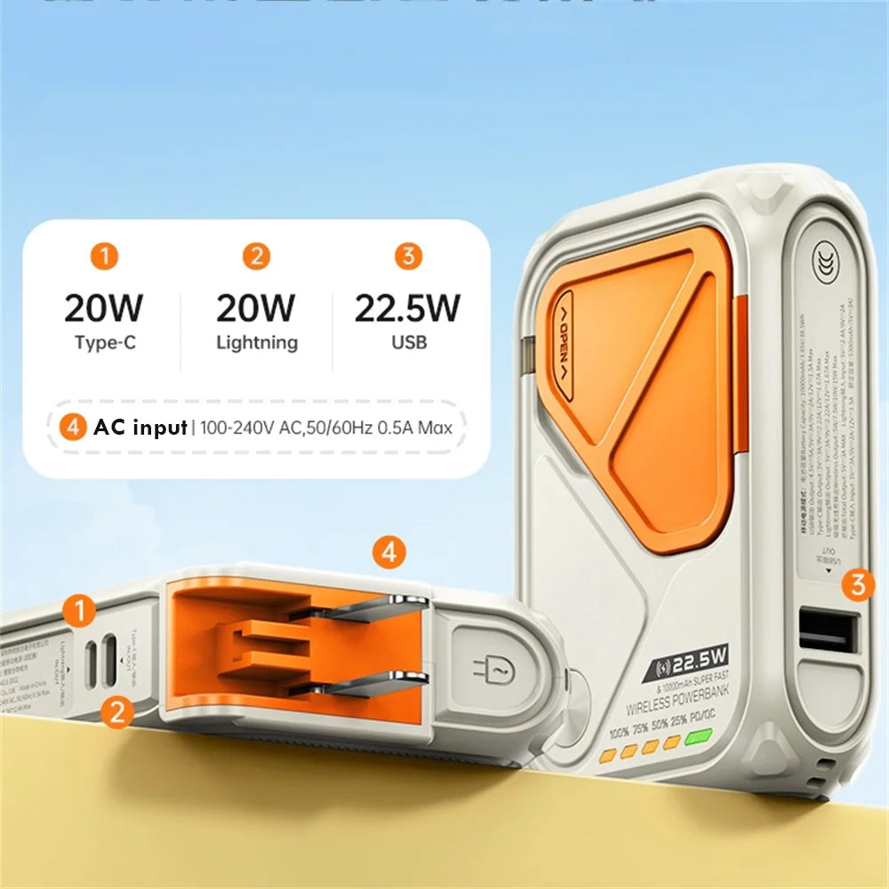 VFAN 22.5W Built-In Cable 10000mAh Multi-Functional Power Bank