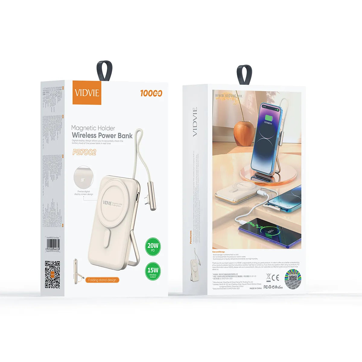 VIDVIE PB7002 Magnetic Holder Wireless Power Bank