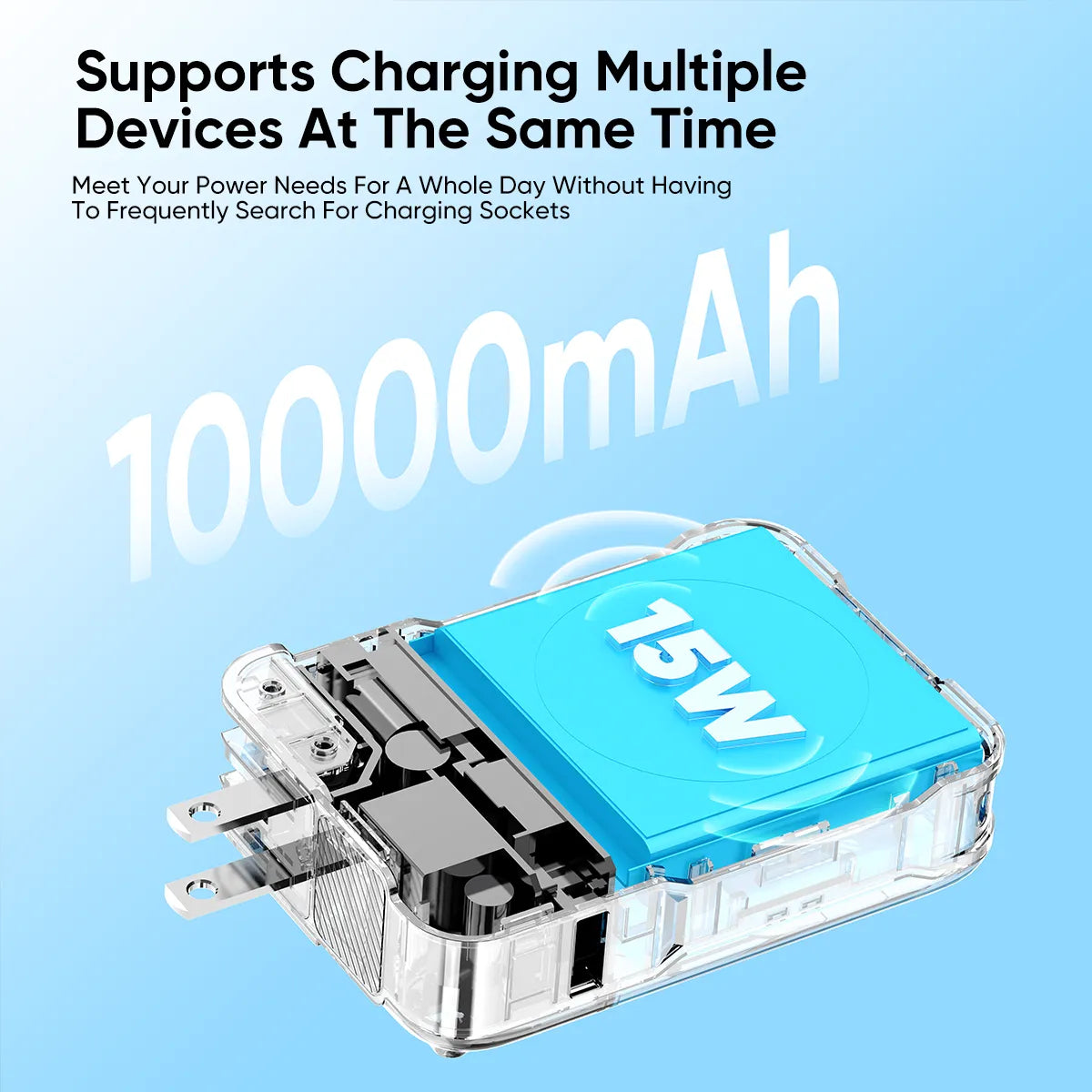 PB7023 10000mAh 3-IN-1 Multifunctional Wireless Charging Power Bank