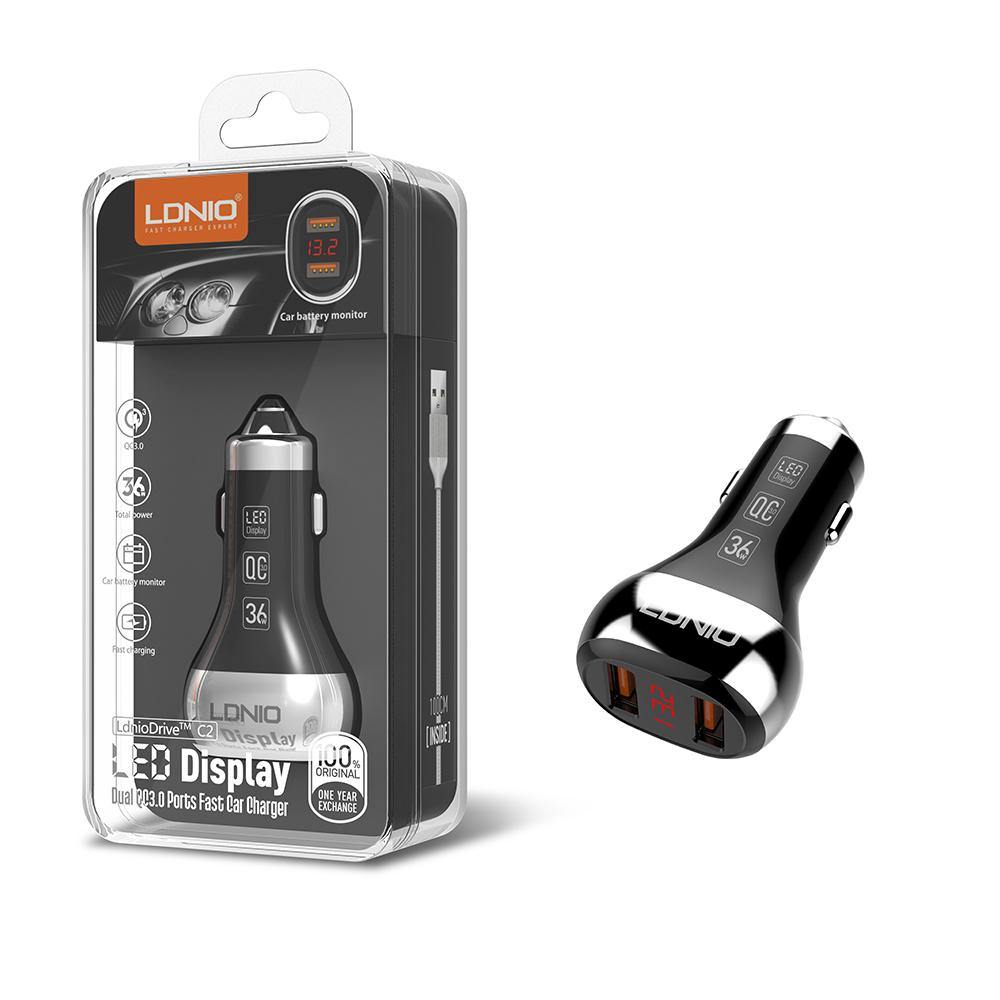 LDNIO 36W Dual USB Super Fast Car charger C2