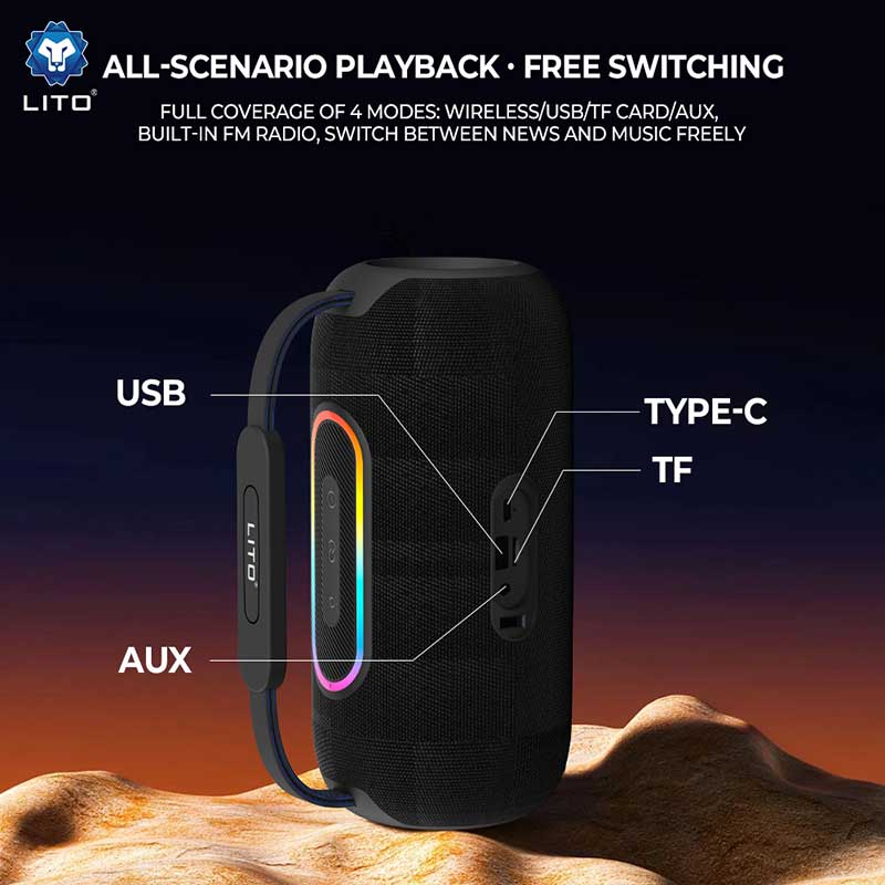 LITO LS13 30W Wireless Outdoor Speaker with RGB Lights and Deep Bass
