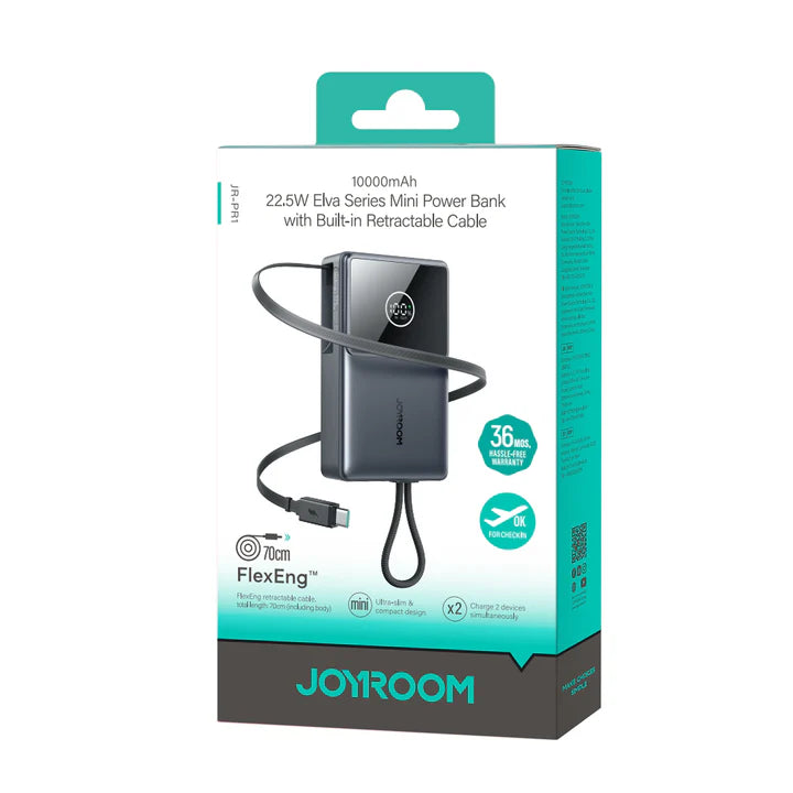 JOYROOM JR-PR1 22.5W Built-in Retractable Cable Powerbank10000mAh