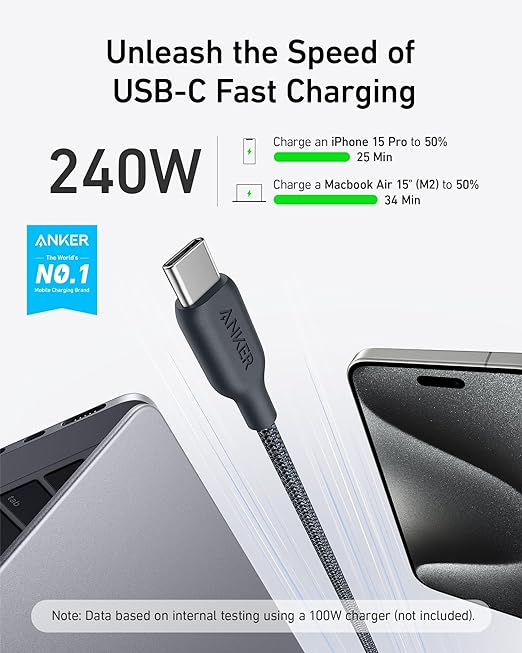 Anker 544 Type - C to Type - C Fast Charging 240W Cable A80F5