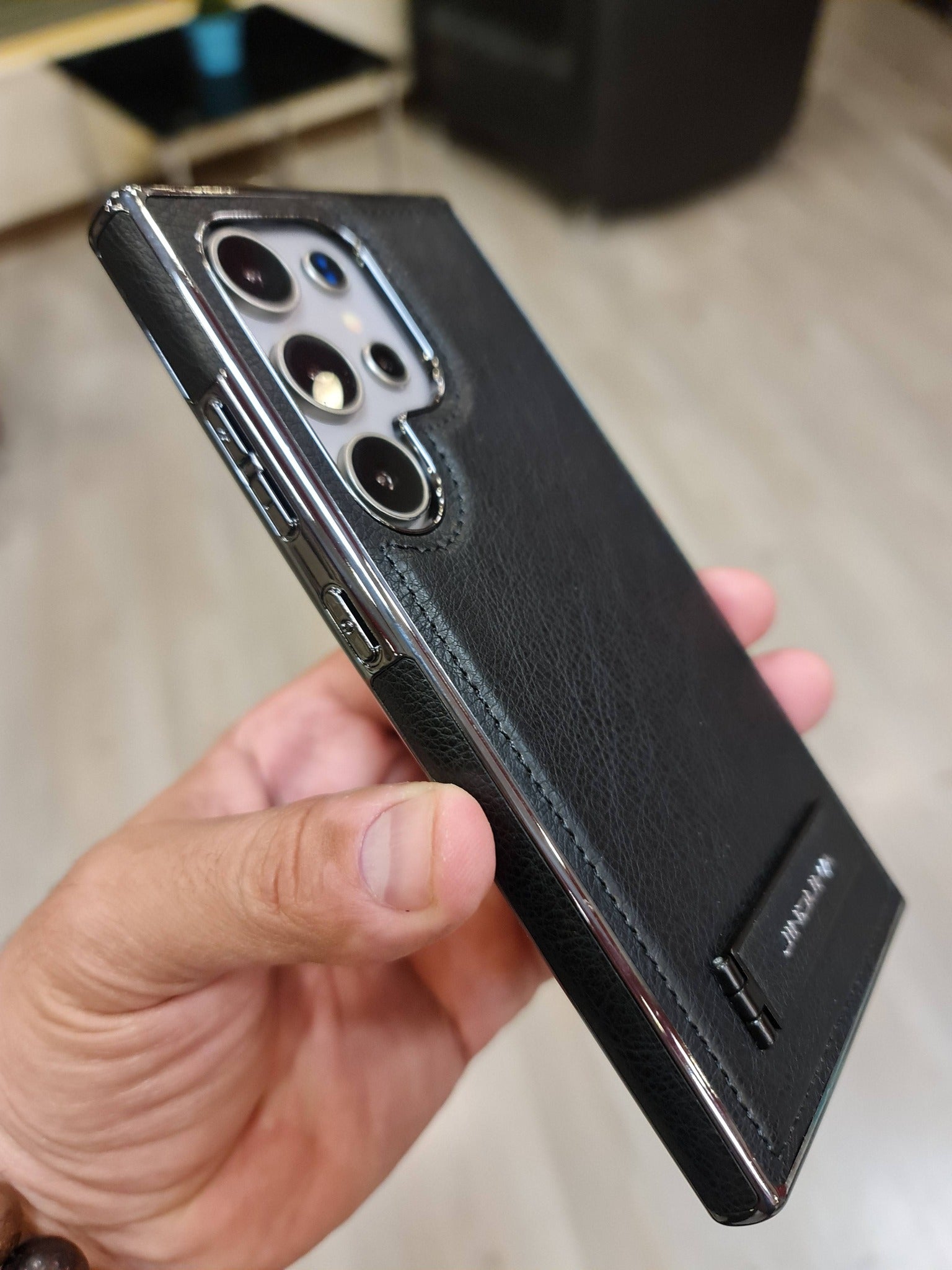 Luxury PU Leather Bracket Holder Phone Case For Samsung