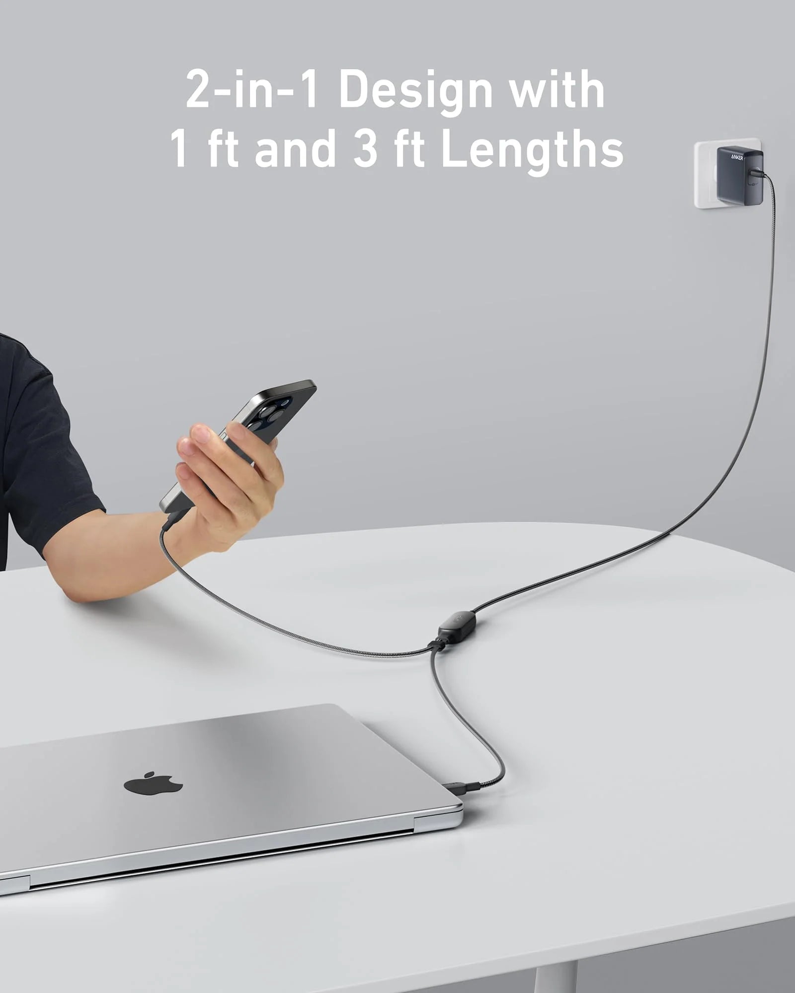 Anker 2-in-1 USB-C to USB-C Cable (4 ft, 140W)