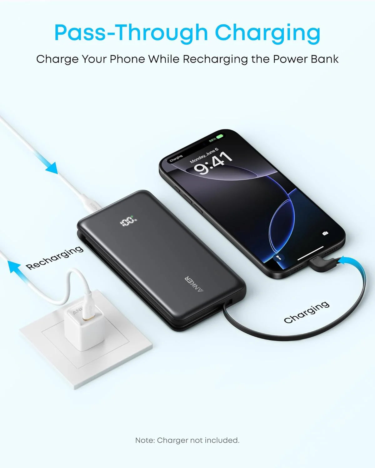 Anker Zolo Power Bank, 10k, 22.5W Max,USB-C In A110D
