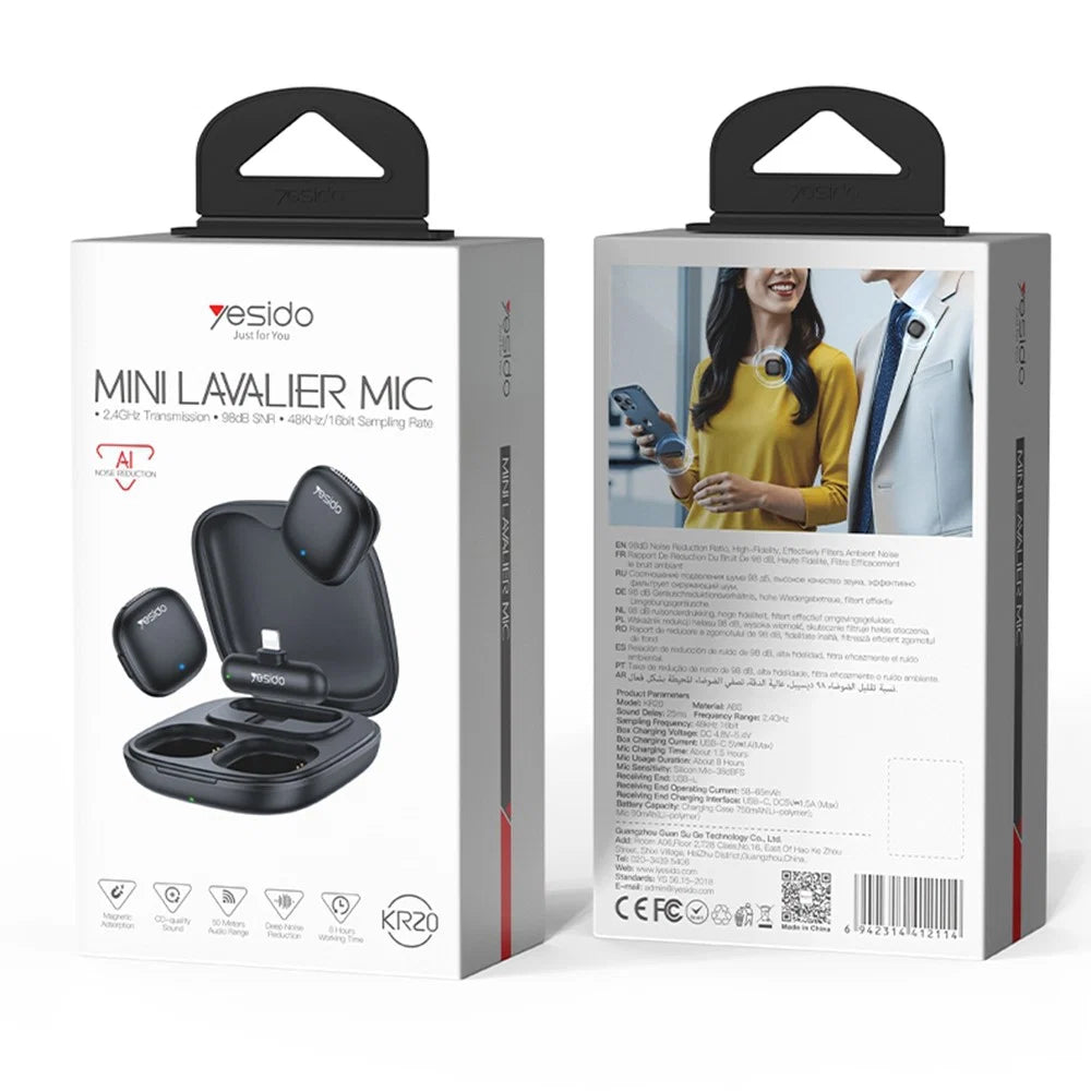 Yesido KR20 Mini Wireless Lavalier Microphone