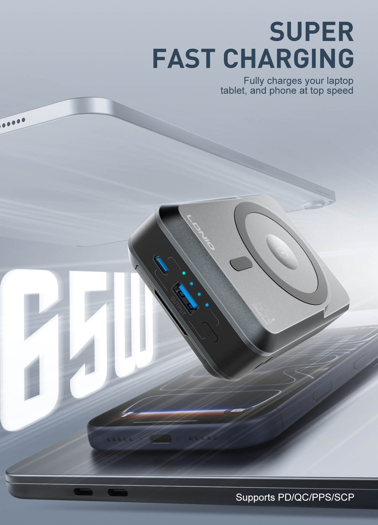 LDNIO 4-IN-1 MAGNETIC WIRELESS POWER BANK+CHARGER PQ26