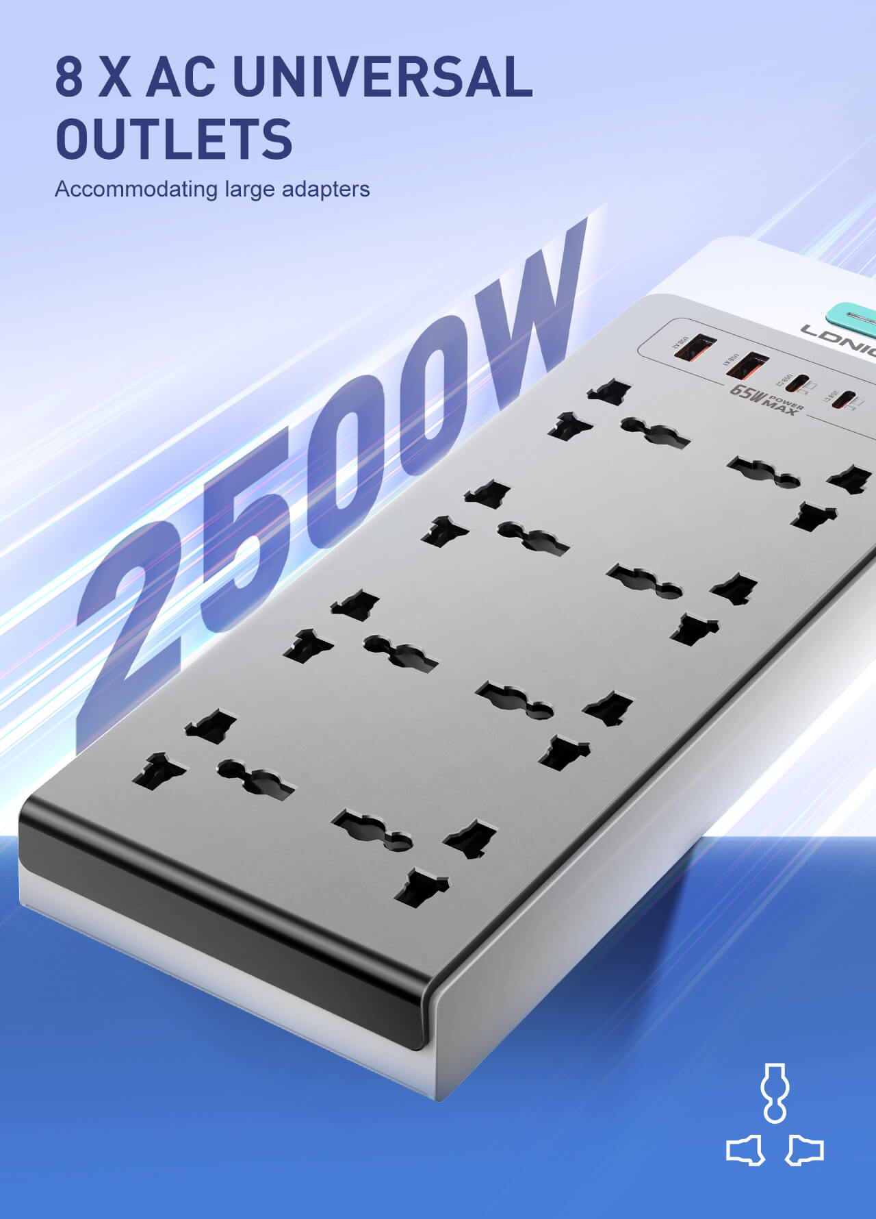 LDNIO 65W Nitride Gallium Nitride Desktop Power Strip SC4
