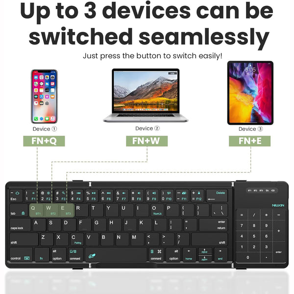 Foldable Bluetooth Keyboard With a Built-in Touchpad