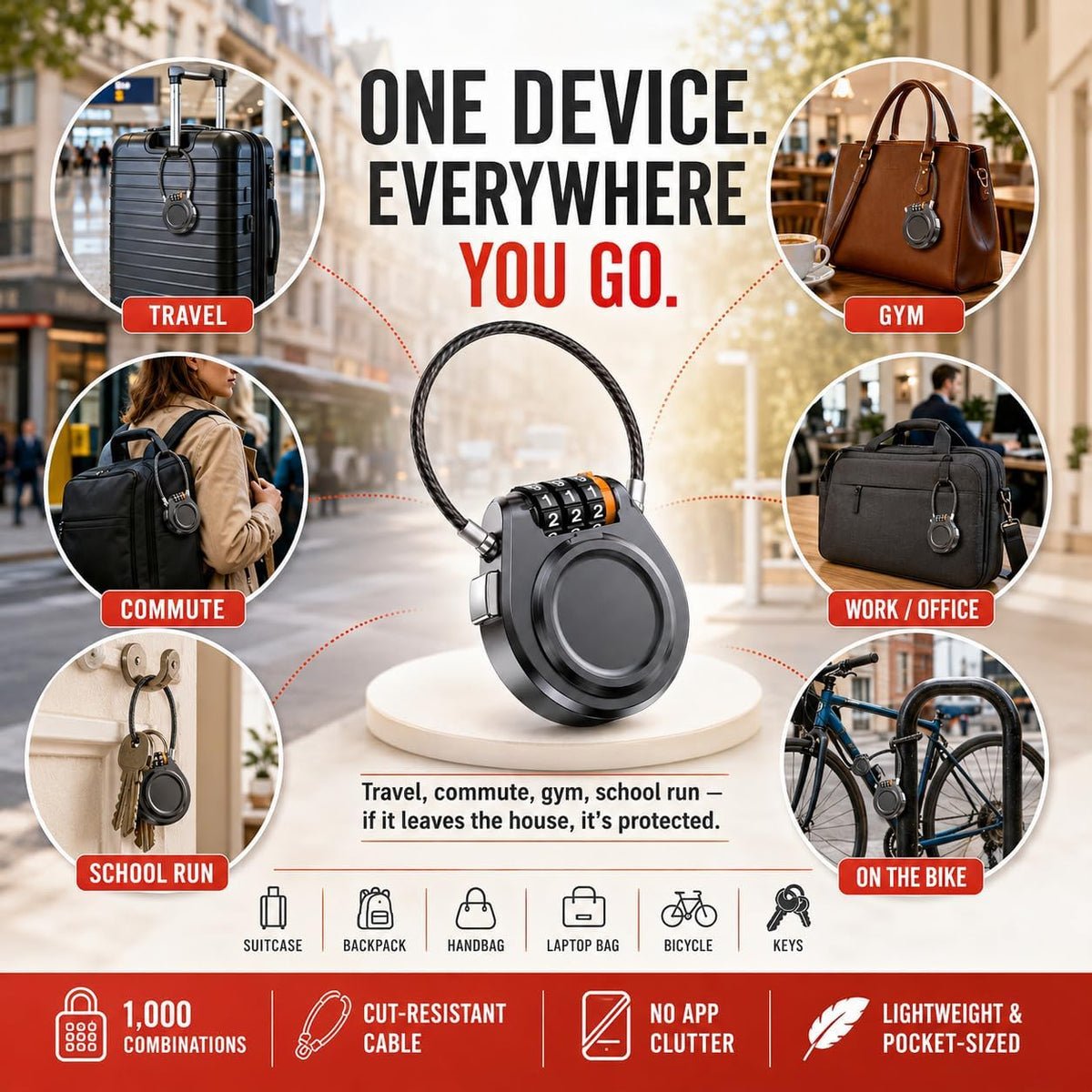 Lenyes Y03 Combination Lock Anti-Loss Device