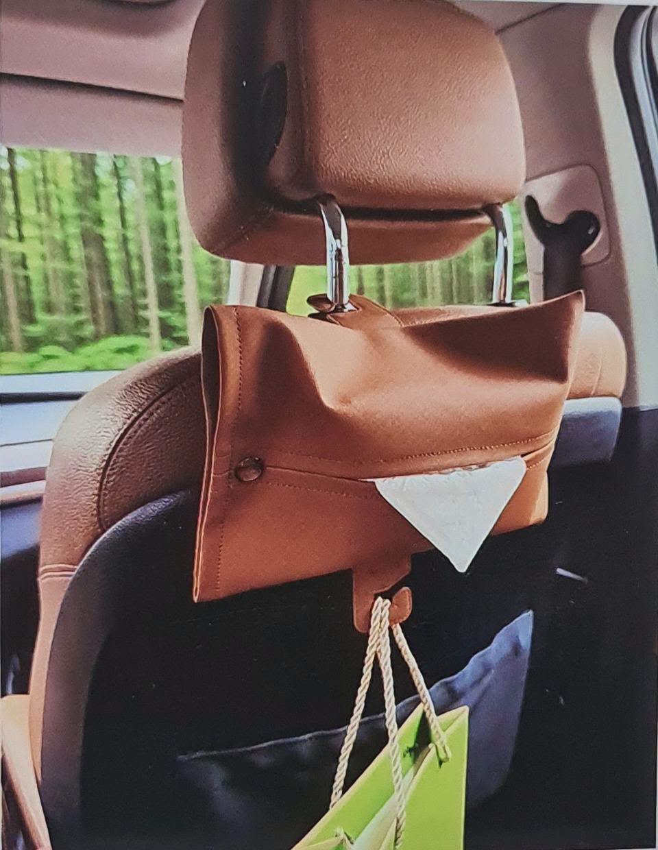 ZHUSE CA-009 Premium PU Leather Car Tissue Holder