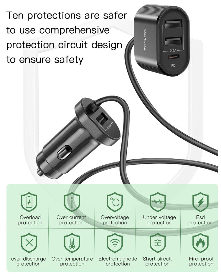 Yesido Y41 Multi Ports Fast Charging Car Charger