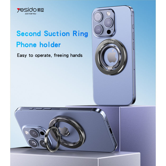 Yesido C205 360 Free Rotation Magnets Double Ring Metal Folding Ring Phone Holder
