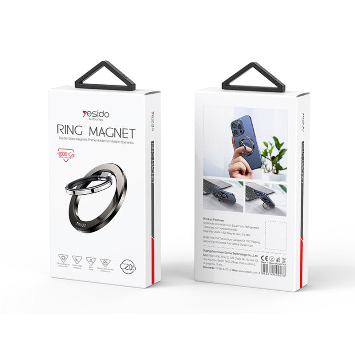 Yesido C205 360 Free Rotation Magnets Double Ring Metal Folding Ring Phone Holder