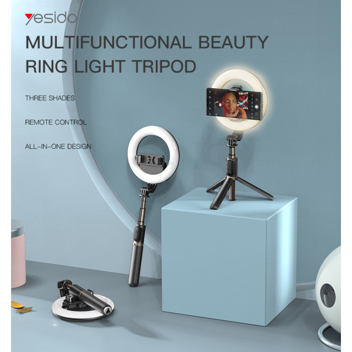 SF12 5 level Aluminum Alloy Portable With LED Ring Light Phone Holder Stand Selfie Stick