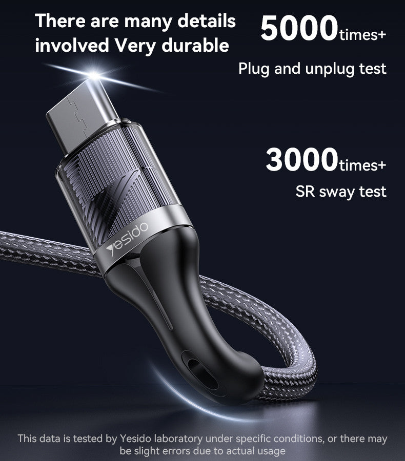 Yesido CA167 PD 27W Fast Charging Transparent Flip Type-C To IP Data Cable
