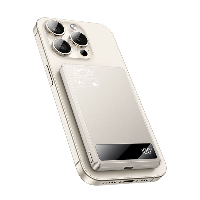 YP66 5000mAh 15W Wireless Fast Charging Alloy Magnetic Power Bank