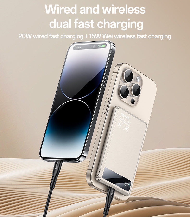 YP66 5000mAh 15W Wireless Fast Charging Alloy Magnetic Power Bank