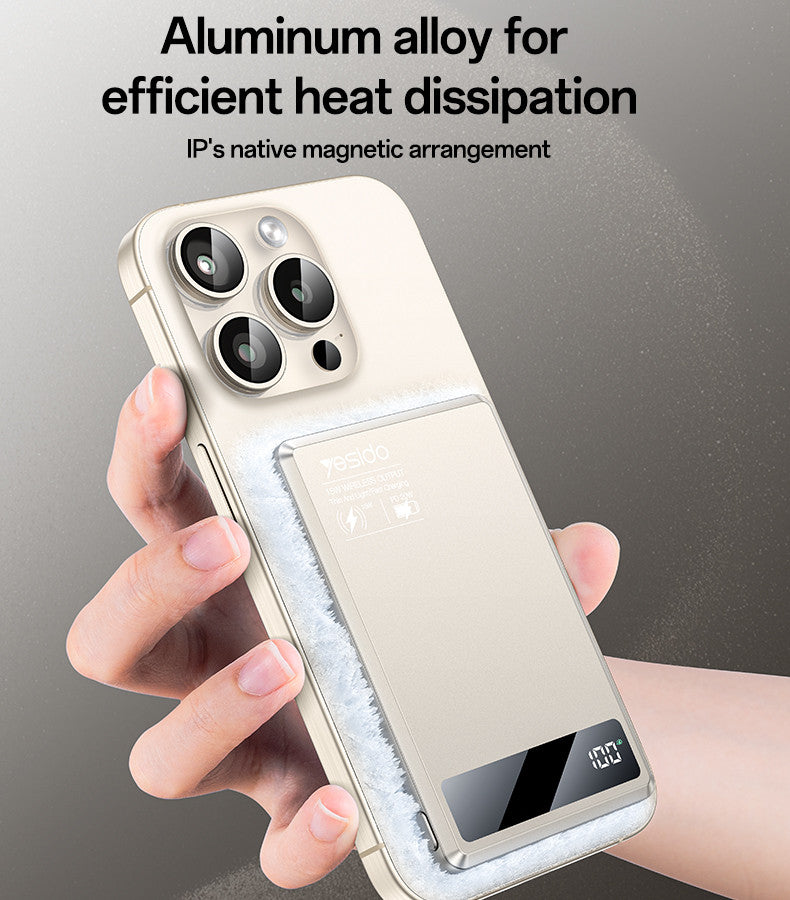 YP66 5000mAh 15W Wireless Fast Charging Alloy Magnetic Power Bank