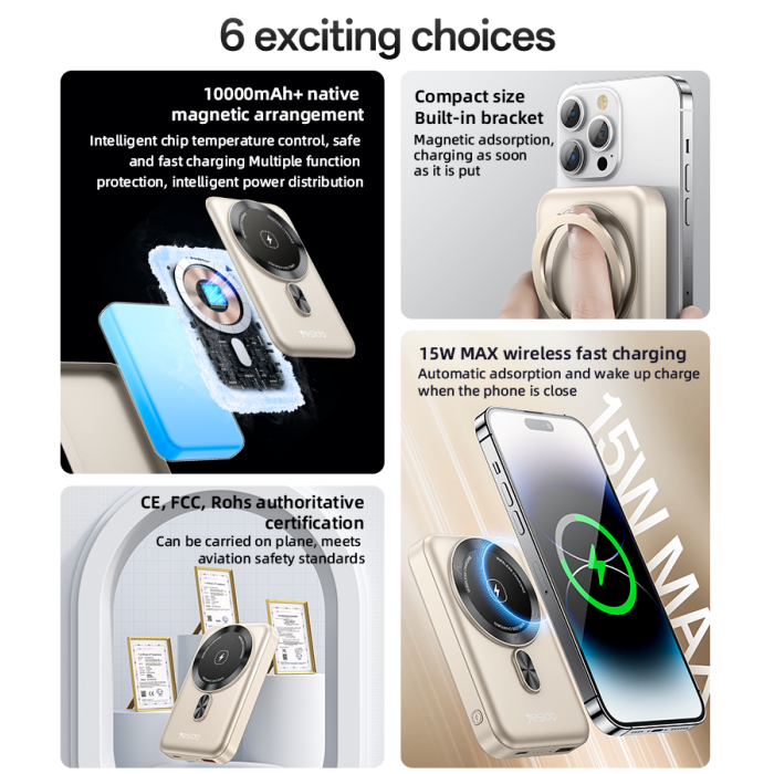 Yesido YP60 360-Degree Rotating Bracket 15W Wireless Fast Charging