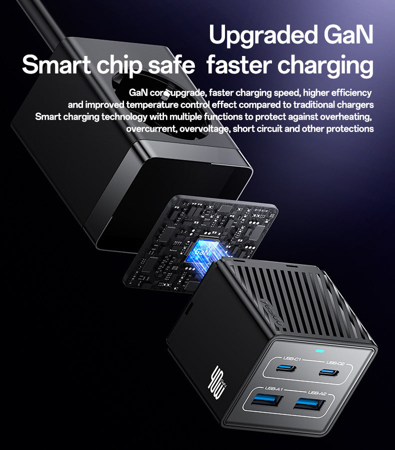 MC35 AC&2*TC&2*USB 5 In 1 European Standard Fireproof PC 40W&2500W GaN Fast Charging Power Socket