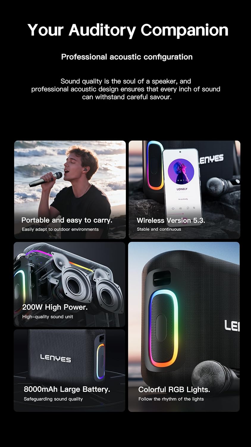 Lenyes 100W Portable Karaoke Speaker S867