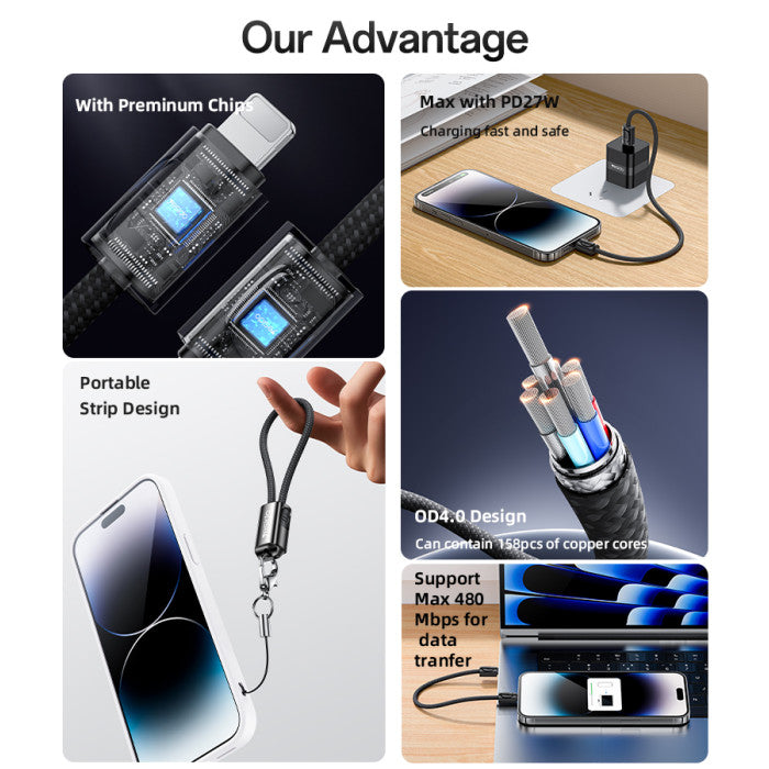 Yesido CA178 20CM 27W Type-C To Lightning Data Cable