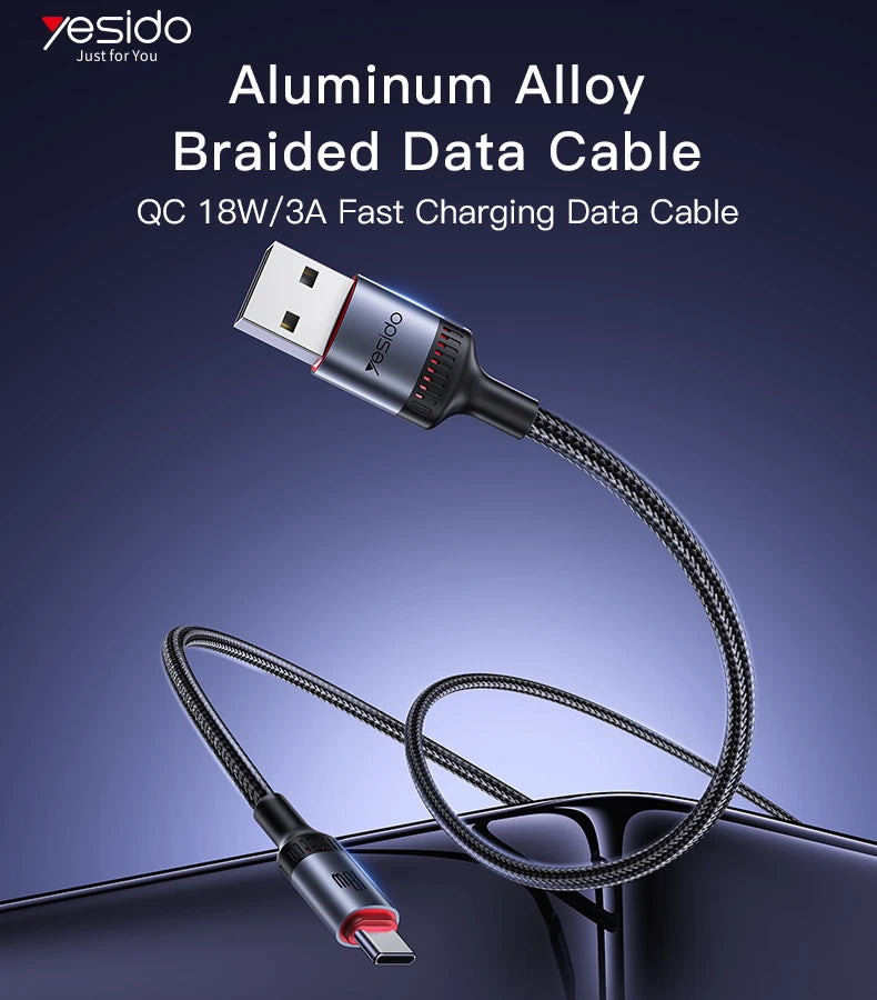 Yesido CA129C 1.2M USB To Type-C 18W Fast Charging Data Cable