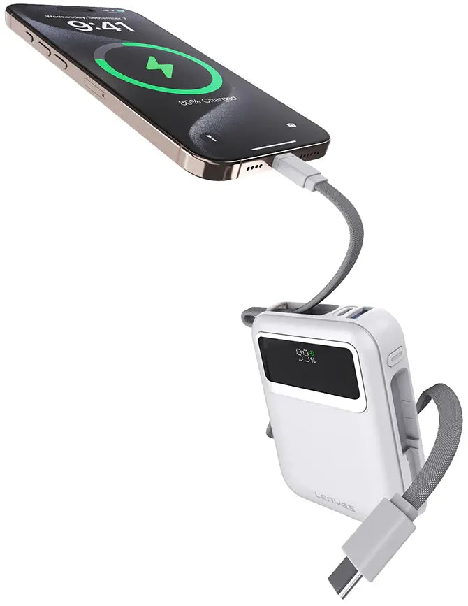 LENYES C04-A 5000mAh 45W Power Bank with 2 Built-in Cables