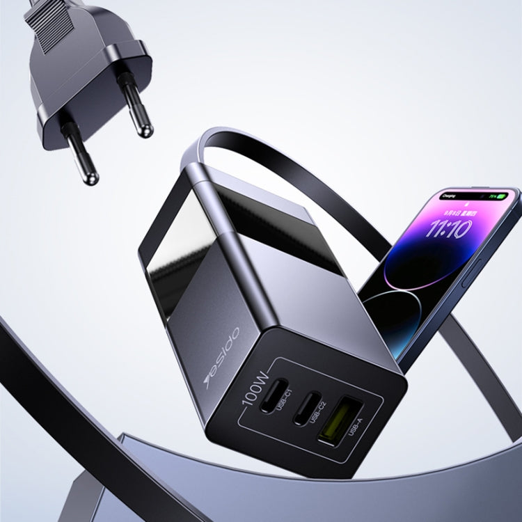 Yesido YC58 100W 2Type-C+USB Ports with 1 Socket Desktop GaN Charger