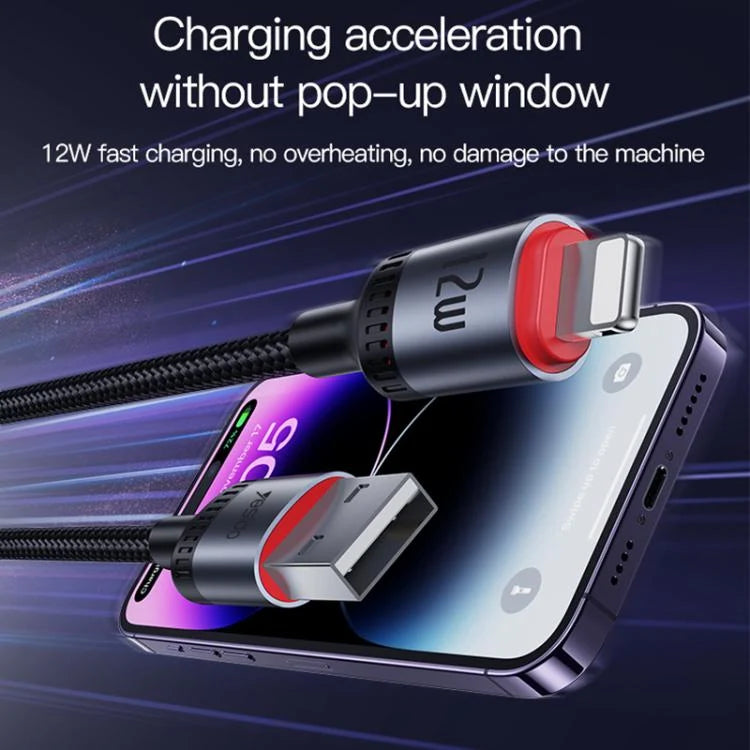 Yesido CA129L 12W 2.4A USB to 8 Pin Charging Data Cable