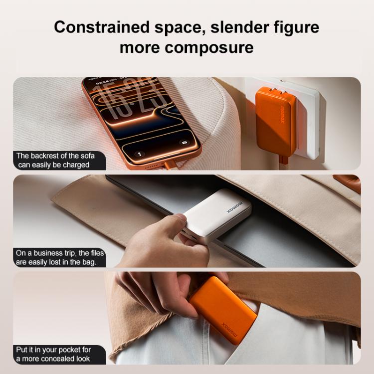 MOMAX 1-Charge Ultra 45W 2-Port GaN Silm Fast Charger Kit, US Plug