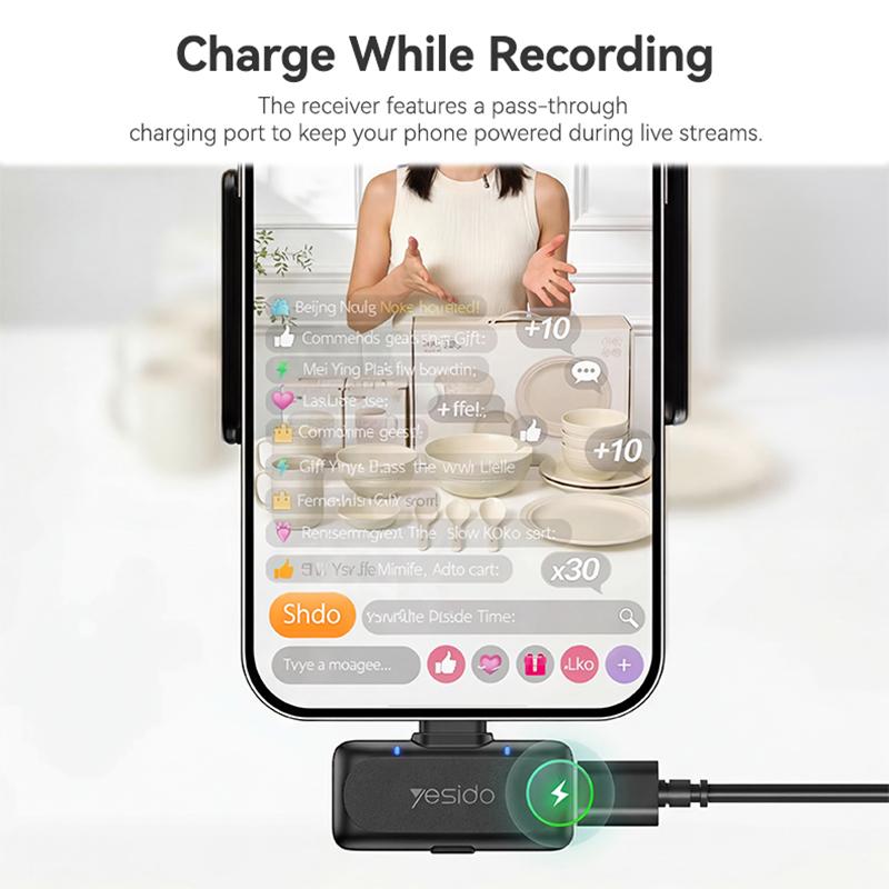 YESIDO KR25 AI Noise Reduction Lavalier Microphone with Type-C