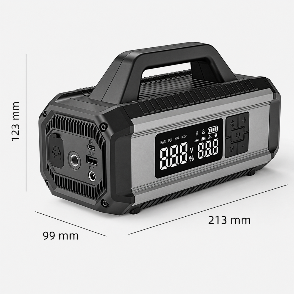 Green GF-BP999 5 in 1 Car Jump Starter 150PSI Tire Inflator Pump 10000mAh Power Bank