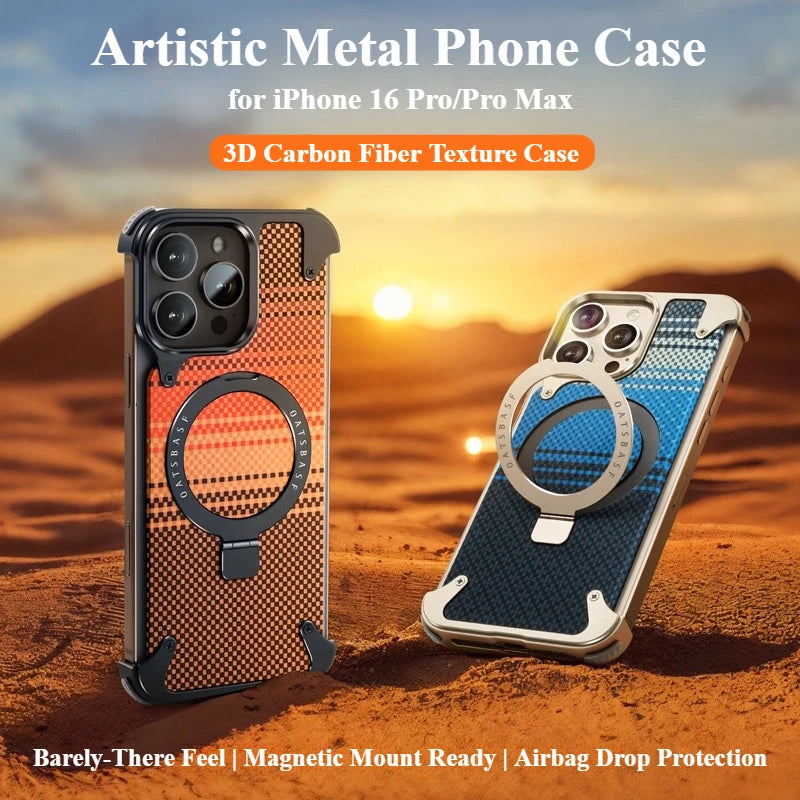 Premium Assembled Kevlar Pattern Metal Frame Phone Case For Iphone