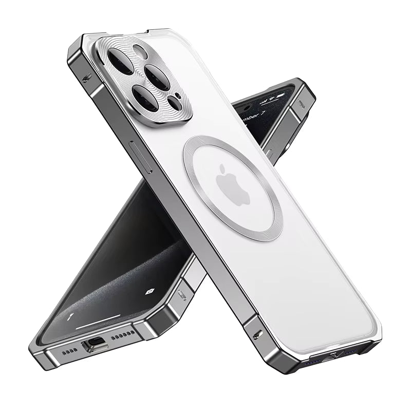 Amazing Metal Bumper Frame Frosted PC Back Cover Case For iPhone 17 Pro Max