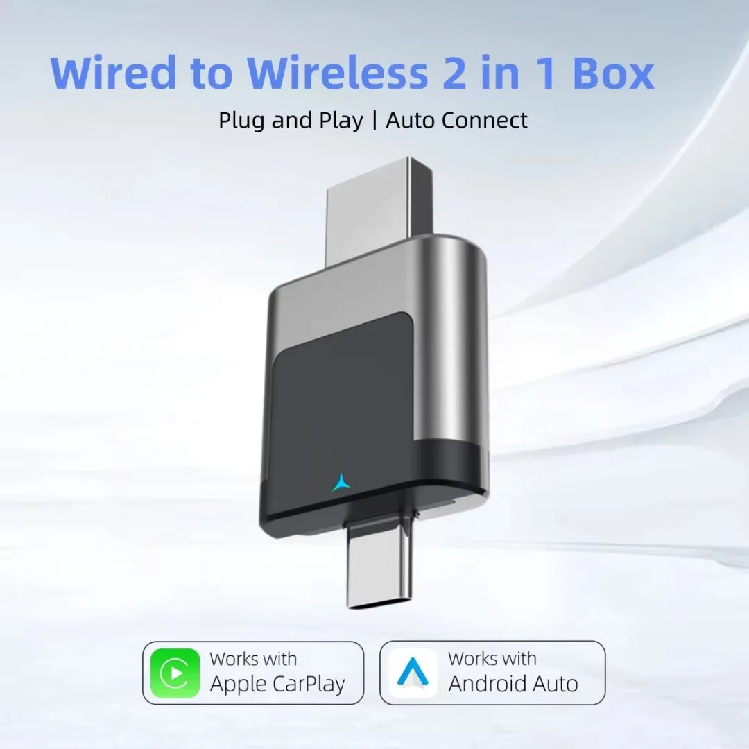 CarPlay Android Auto GPS Wireless Adapter 2 USB Type C Ports