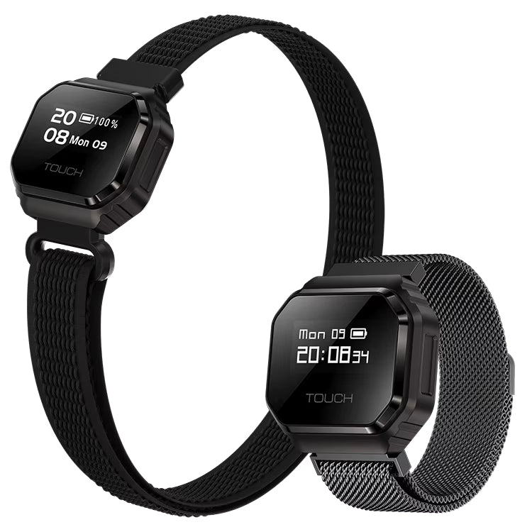 B7 Mini Smart Ring Watch with Interchangeable Stainless Steel and Nylon Straps