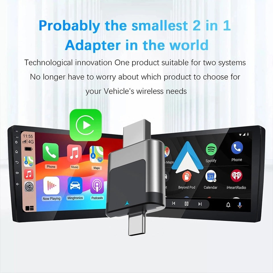CarPlay Android Auto GPS Wireless Adapter 2 USB Type C Ports