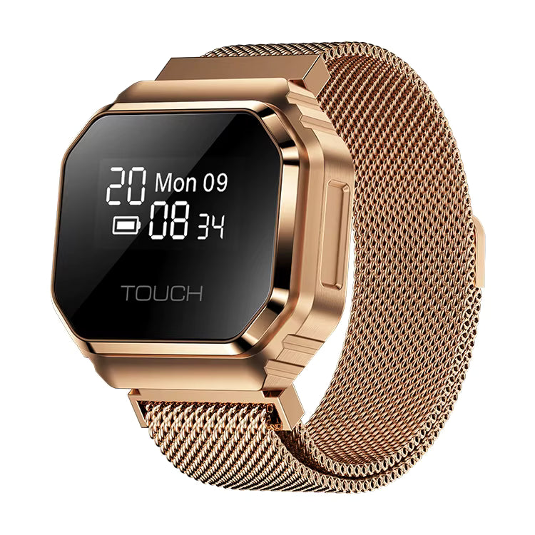 B7 Mini Smart Ring Watch with Interchangeable Stainless Steel and Nylon Straps