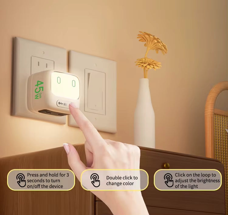 Green C+C AI Night Light GaN Charger45W