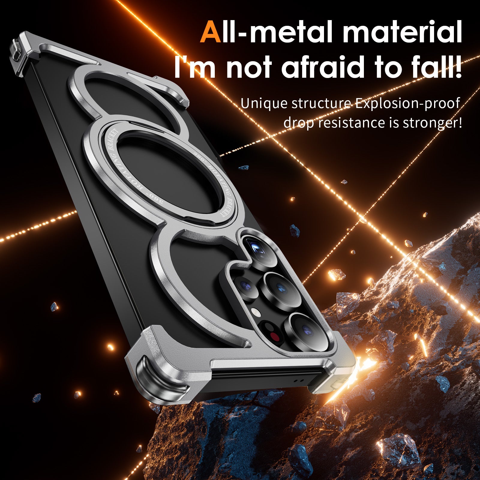 Magnetic Aluminum Alloy Frameless 360 Stand Case for Samsung