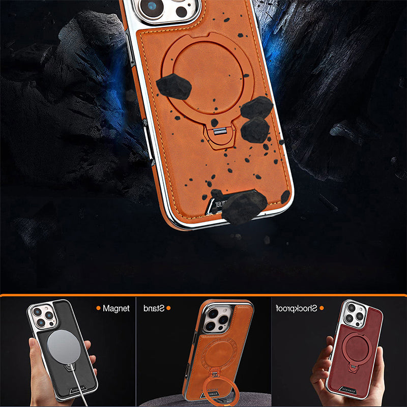 RUIMEIBI New Plating PU Leather Magnetic Phone Case for iPhone