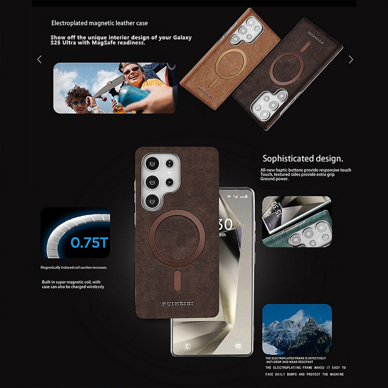 RUIMEIBI Matte photoplating Samsung Premium Leather Flip Case