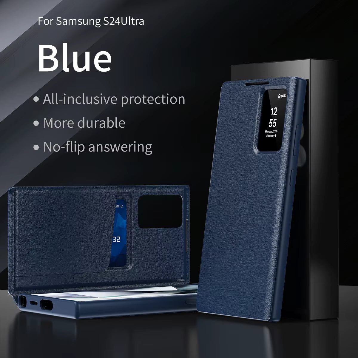 Smart View Flip Wallet Shell Leather Cover Case for Samsung