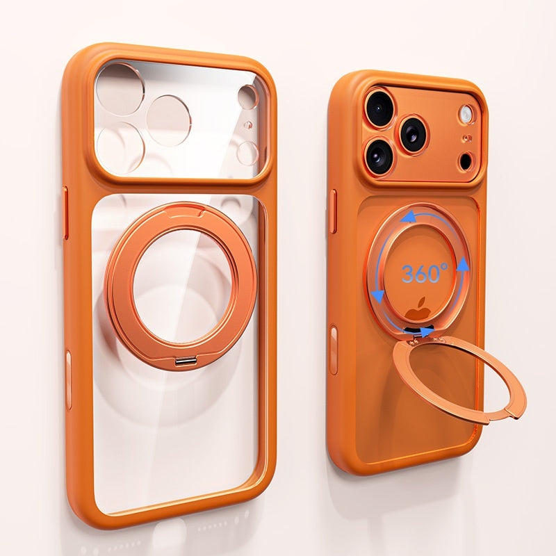 Transparent Magnetic Case 360° rotating ring and full camera protection For iPhone