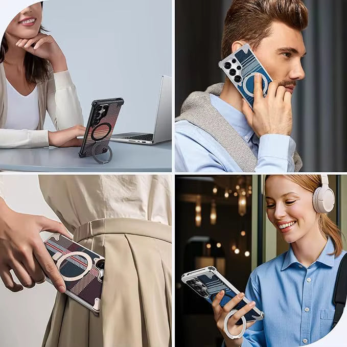 Premium Assembled Kevlar Pattern Metal Frame Phone Case for Samsung